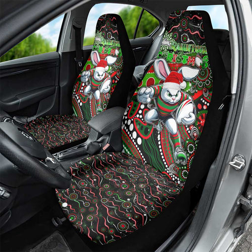 Merry Christmas Rabbitohs Car Seat Cover Aboriginal Santa Rugby Mascot - South Sydney Bunnies