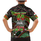 Merry Christmas Rabbitohs Family Matching Mermaid Dress and Hawaiian Shirt Aboriginal Santa Rugby Mascot - South Sydney Bunnies