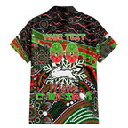Merry Christmas Rabbitohs Family Matching Mermaid Dress and Hawaiian Shirt Aboriginal Santa Rugby Mascot - South Sydney Bunnies