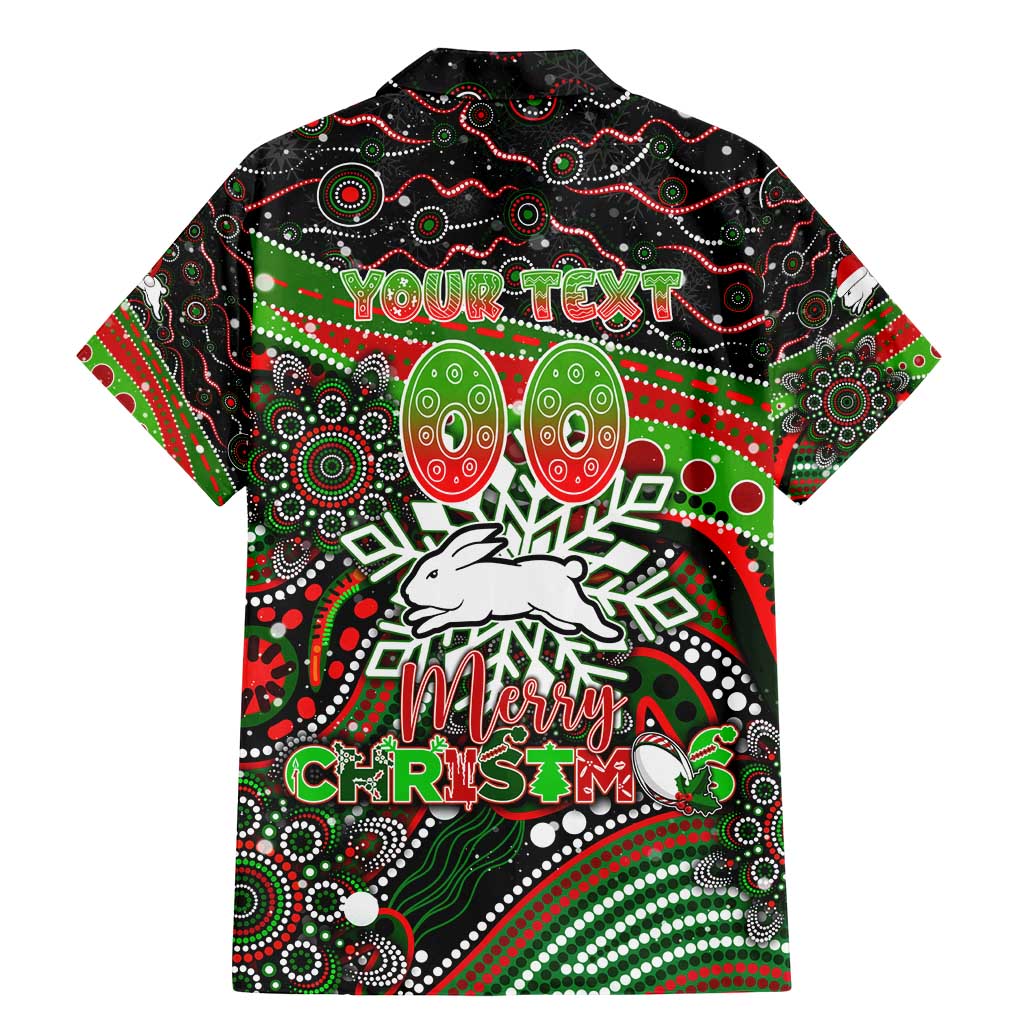 Merry Christmas Rabbitohs Family Matching Mermaid Dress and Hawaiian Shirt Aboriginal Santa Rugby Mascot - South Sydney Bunnies