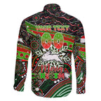 Merry Christmas Rabbitohs Family Matching Off The Shoulder Long Sleeve Dress and Hawaiian Shirt Aboriginal Santa Rugby Mascot - South Sydney Bunnies