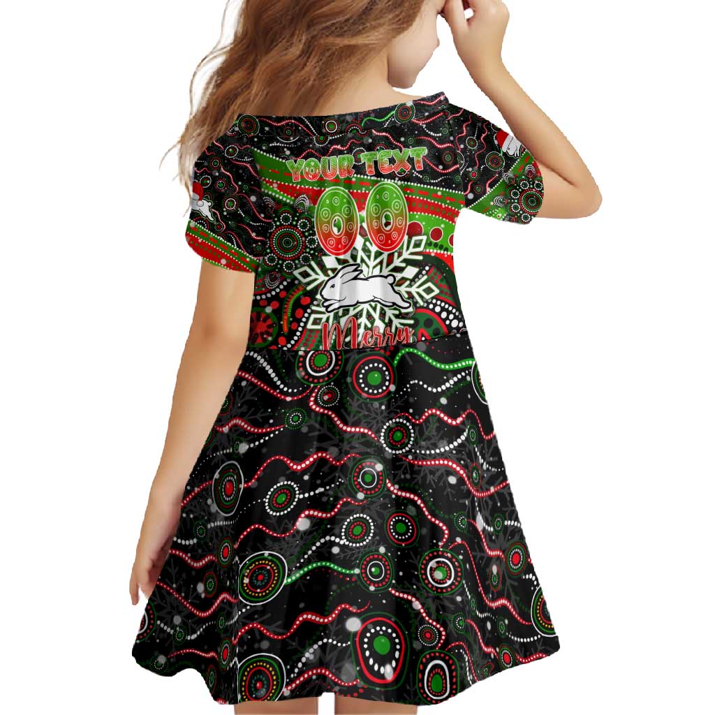 Merry Christmas Rabbitohs Family Matching Off Shoulder Maxi Dress and Hawaiian Shirt Aboriginal Santa Rugby Mascot - South Sydney Bunnies