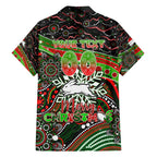 Merry Christmas Rabbitohs Family Matching Summer Maxi Dress and Hawaiian Shirt Aboriginal Santa Rugby Mascot - South Sydney Bunnies