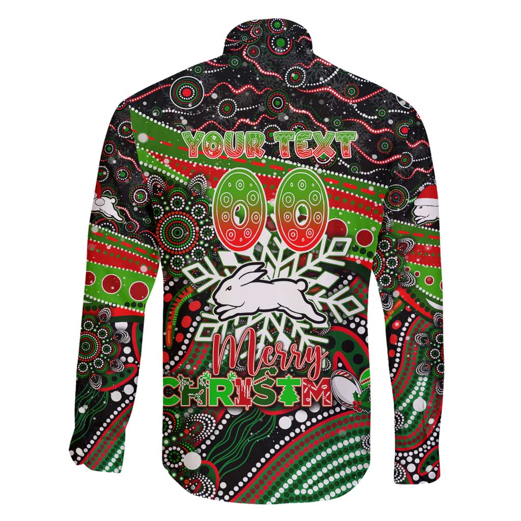 Merry Christmas Rabbitohs Family Matching Summer Maxi Dress and Hawaiian Shirt Aboriginal Santa Rugby Mascot - South Sydney Bunnies
