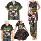 Merry Christmas Rabbitohs Family Matching Tank Maxi Dress and Hawaiian Shirt Aboriginal Santa Rugby Mascot - South Sydney Bunnies