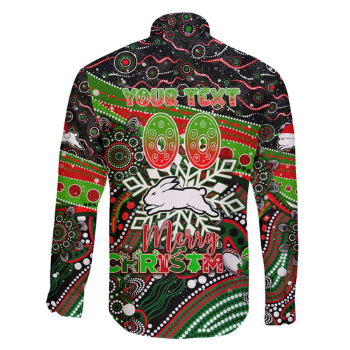 Merry Christmas Rabbitohs Family Matching Tank Maxi Dress and Hawaiian Shirt Aboriginal Santa Rugby Mascot - South Sydney Bunnies