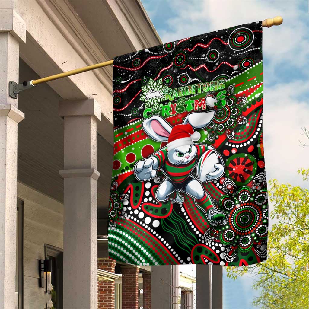 Merry Christmas Rabbitohs Garden Flag Aboriginal Santa Rugby Mascot - South Sydney Bunnies