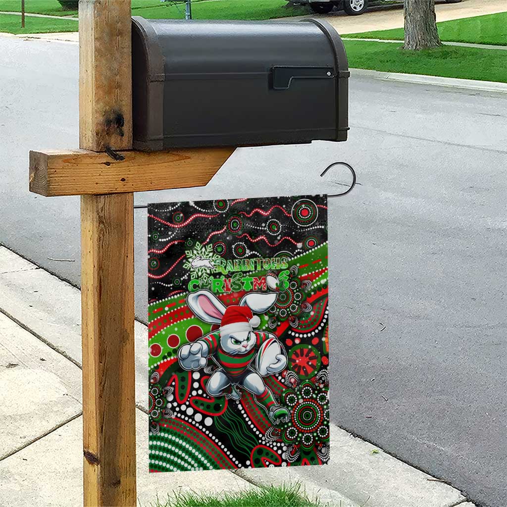 Merry Christmas Rabbitohs Garden Flag Aboriginal Santa Rugby Mascot - South Sydney Bunnies