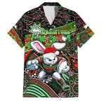 Merry Christmas Rabbitohs Hawaiian Shirt Aboriginal Santa Rugby Mascot - South Sydney Bunnies