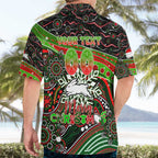 Merry Christmas Rabbitohs Hawaiian Shirt Aboriginal Santa Rugby Mascot - South Sydney Bunnies