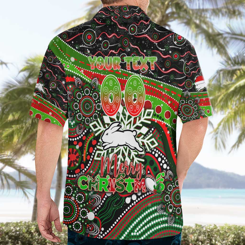 Merry Christmas Rabbitohs Hawaiian Shirt Aboriginal Santa Rugby Mascot - South Sydney Bunnies