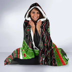Merry Christmas Rabbitohs Hooded Blanket Aboriginal Santa Rugby Mascot - South Sydney Bunnies