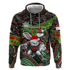 Merry Christmas Rabbitohs Hoodie Aboriginal Santa Rugby Mascot - South Sydney Bunnies