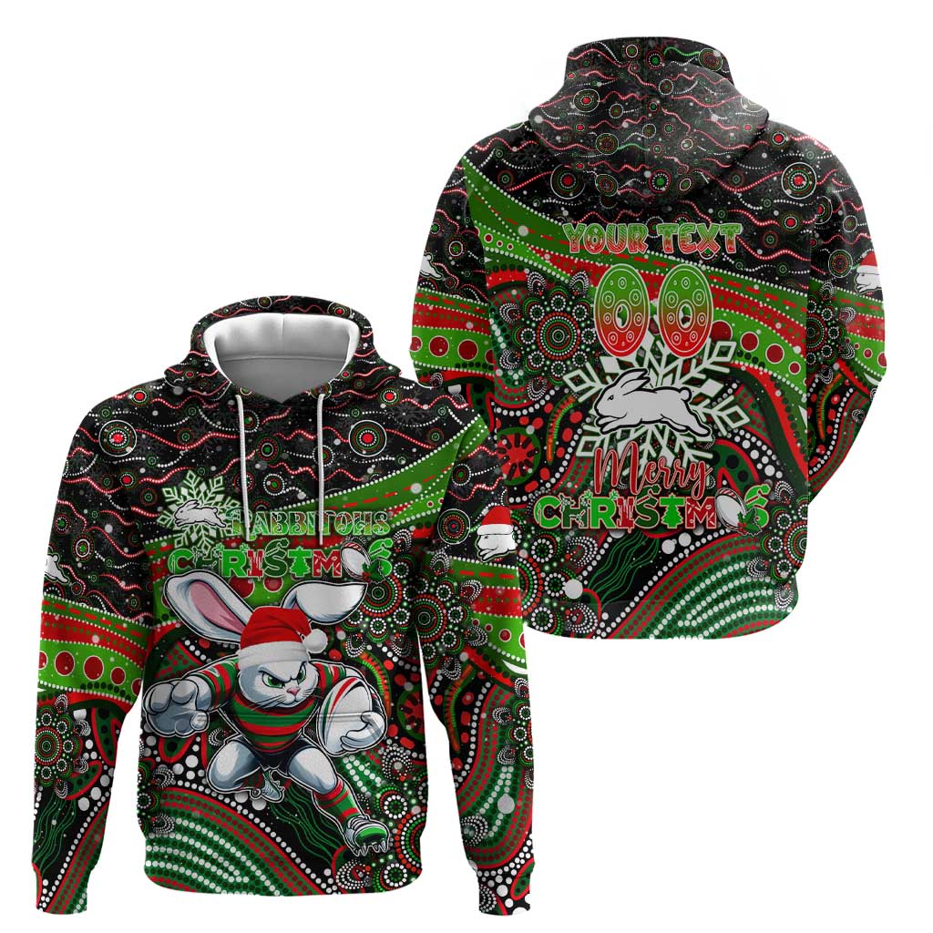 Merry Christmas Rabbitohs Hoodie Aboriginal Santa Rugby Mascot - South Sydney Bunnies