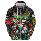 Merry Christmas Rabbitohs Hoodie Aboriginal Santa Rugby Mascot - South Sydney Bunnies