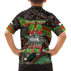 Merry Christmas Rabbitohs Kid Hawaiian Shirt Aboriginal Santa Rugby Mascot - South Sydney Bunnies