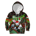 Merry Christmas Rabbitohs Kid Hoodie Aboriginal Santa Rugby Mascot - South Sydney Bunnies