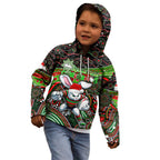 Merry Christmas Rabbitohs Kid Hoodie Aboriginal Santa Rugby Mascot - South Sydney Bunnies