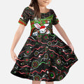 Merry Christmas Rabbitohs Kid Short Sleeve Dress Aboriginal Santa Rugby Mascot - South Sydney Bunnies