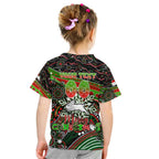 Merry Christmas Rabbitohs Kid T Shirt Aboriginal Santa Rugby Mascot - South Sydney Bunnies