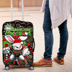 Merry Christmas Rabbitohs Luggage Cover Aboriginal Santa Rugby Mascot - South Sydney Bunnies
