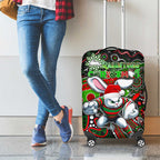 Merry Christmas Rabbitohs Luggage Cover Aboriginal Santa Rugby Mascot - South Sydney Bunnies
