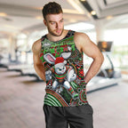 Merry Christmas Rabbitohs Men Tank Top Aboriginal Santa Rugby Mascot - South Sydney Bunnies