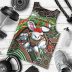 Merry Christmas Rabbitohs Men Tank Top Aboriginal Santa Rugby Mascot - South Sydney Bunnies