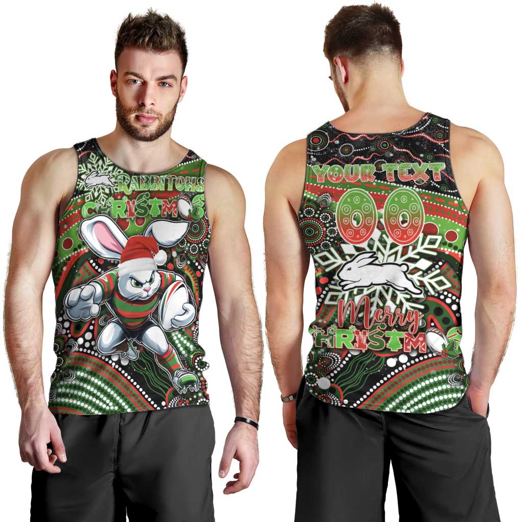 Merry Christmas Rabbitohs Men Tank Top Aboriginal Santa Rugby Mascot - South Sydney Bunnies