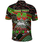 Merry Christmas Rabbitohs Polo Shirt Aboriginal Santa Rugby Mascot - South Sydney Bunnies