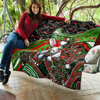 Merry Christmas Rabbitohs Quilt Aboriginal Santa Rugby Mascot - South Sydney Bunnies