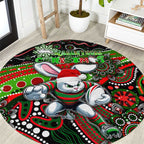 Merry Christmas Rabbitohs Round Carpet Aboriginal Santa Rugby Mascot - South Sydney Bunnies