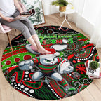Merry Christmas Rabbitohs Round Carpet Aboriginal Santa Rugby Mascot - South Sydney Bunnies