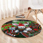 Merry Christmas Rabbitohs Round Carpet Aboriginal Santa Rugby Mascot - South Sydney Bunnies