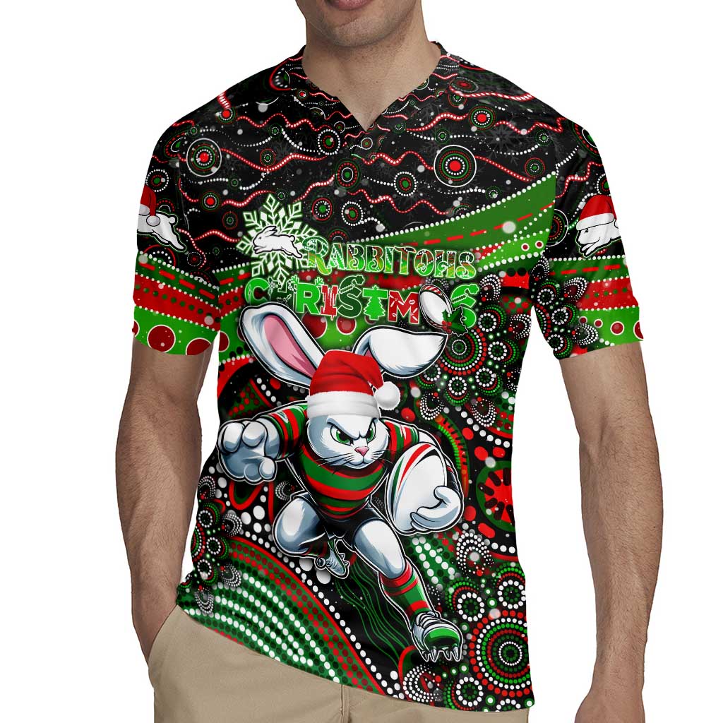 Merry Christmas Rabbitohs Rugby Jersey Aboriginal Santa Rugby Mascot - South Sydney Bunnies