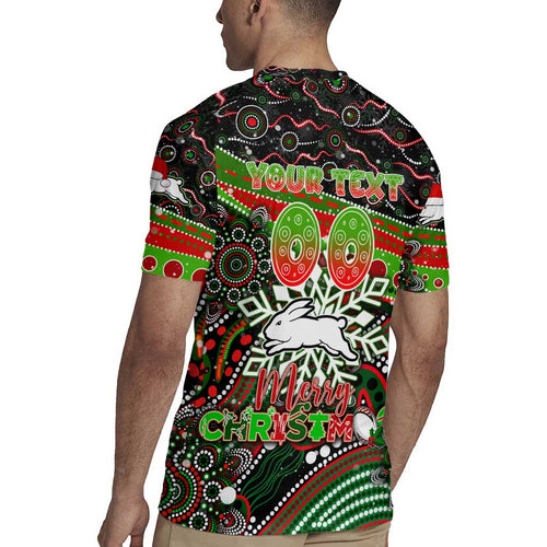 Merry Christmas Rabbitohs Rugby Jersey Aboriginal Santa Rugby Mascot - South Sydney Bunnies