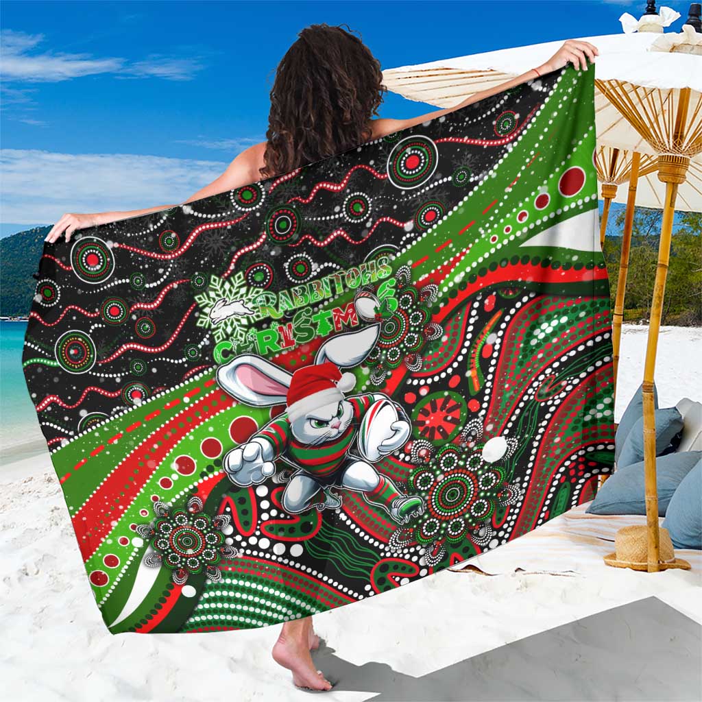 Merry Christmas Rabbitohs Sarong Aboriginal Santa Rugby Mascot - South Sydney Bunnies