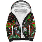 Merry Christmas Rabbitohs Sherpa Hoodie Aboriginal Santa Rugby Mascot - South Sydney Bunnies