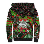 Merry Christmas Rabbitohs Sherpa Hoodie Aboriginal Santa Rugby Mascot - South Sydney Bunnies