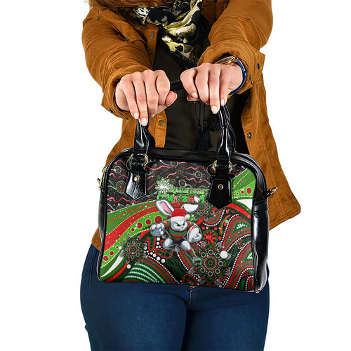 Merry Christmas Rabbitohs Shoulder Handbag Aboriginal Santa Rugby Mascot - South Sydney Bunnies