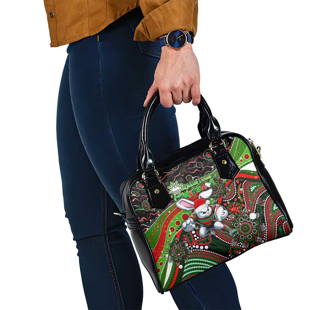 Merry Christmas Rabbitohs Shoulder Handbag Aboriginal Santa Rugby Mascot - South Sydney Bunnies