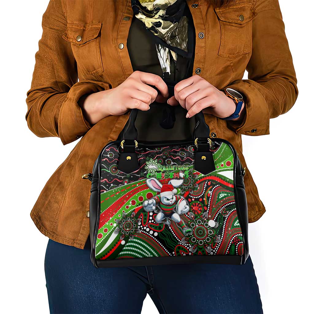 Merry Christmas Rabbitohs Shoulder Handbag Aboriginal Santa Rugby Mascot - South Sydney Bunnies