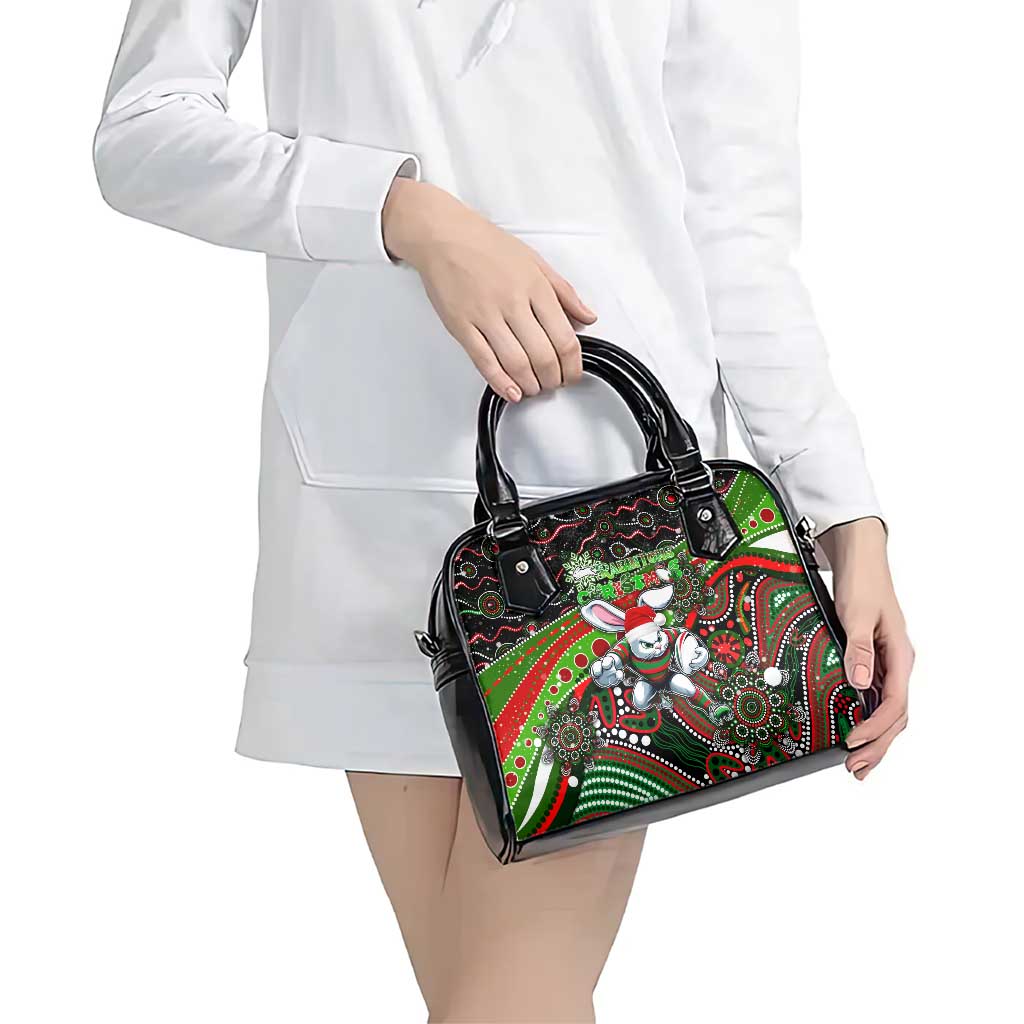 Merry Christmas Rabbitohs Shoulder Handbag Aboriginal Santa Rugby Mascot - South Sydney Bunnies