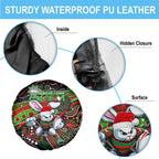 Merry Christmas Rabbitohs Spare Tire Cover Aboriginal Santa Rugby Mascot - South Sydney Bunnies