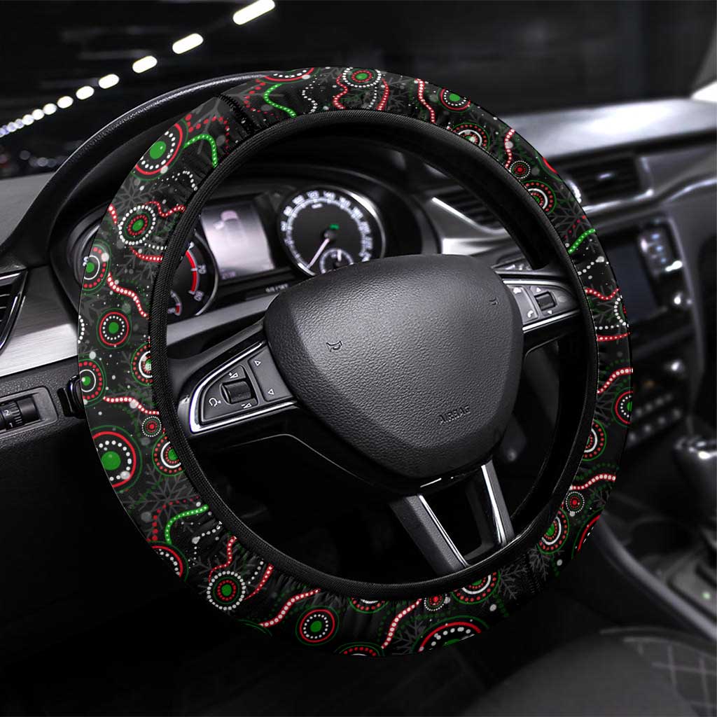 Merry Christmas Rabbitohs Steering Wheel Cover Aboriginal Santa Rugby Mascot - South Sydney Bunnies
