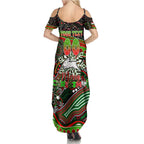 Merry Christmas Rabbitohs Summer Maxi Dress Aboriginal Santa Rugby Mascot - South Sydney Bunnies