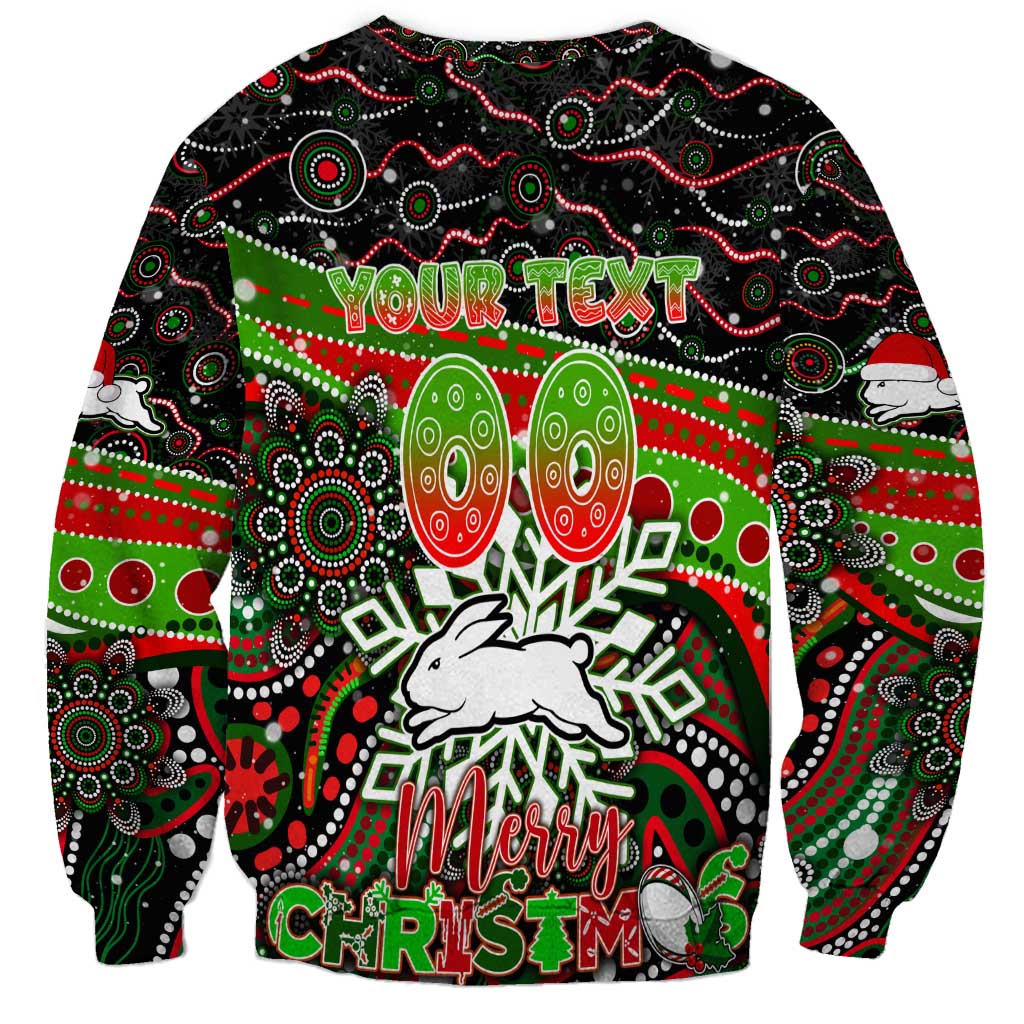 Merry Christmas Rabbitohs Sweatshirt Aboriginal Santa Rugby Mascot - South Sydney Bunnies