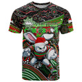 Merry Christmas Rabbitohs T Shirt Aboriginal Santa Rugby Mascot - South Sydney Bunnies