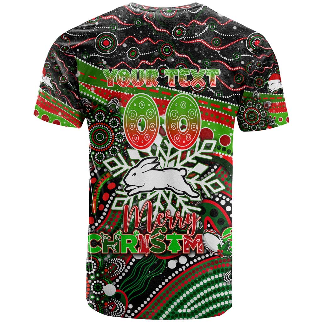 Merry Christmas Rabbitohs T Shirt Aboriginal Santa Rugby Mascot - South Sydney Bunnies