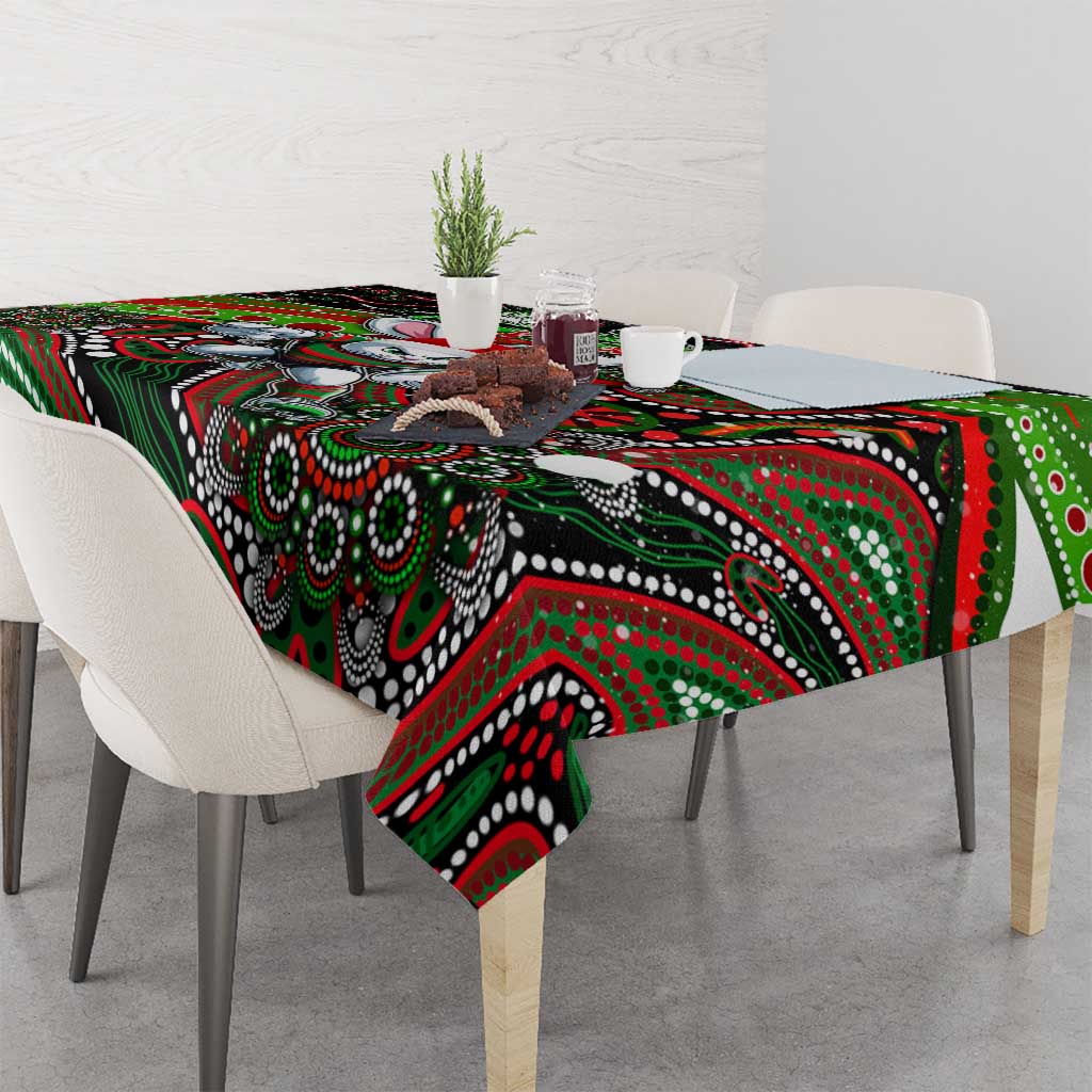 Merry Christmas Rabbitohs Tablecloth Aboriginal Santa Rugby Mascot - South Sydney Bunnies